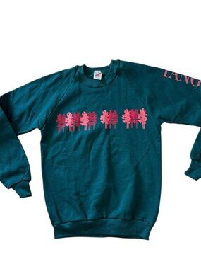 Vintage 90s Tanglewood Sleeve Print Crewneck Teal Green Jerzees USA